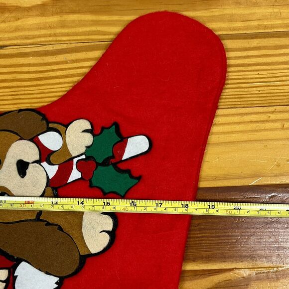 Puppy Dog Felt Christmas Stocking Spaniel Beagle Applique 18" Santa Candy Cane - Picture 9 of 10